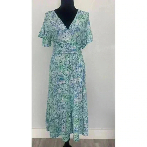 Lilly Pulitzer Juliet Ruffle Midi Dress in Surf Blue Soleil It On Me size Small - Picture 11 of 11